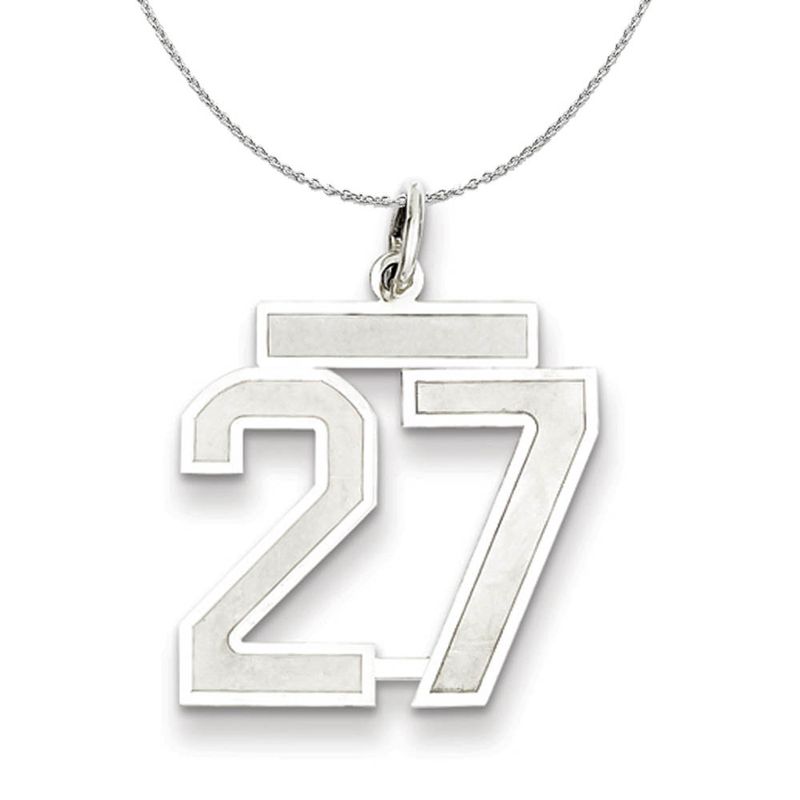 Sterling Silver, Jersey Collection, Medium Number 27 Necklace - 24 In